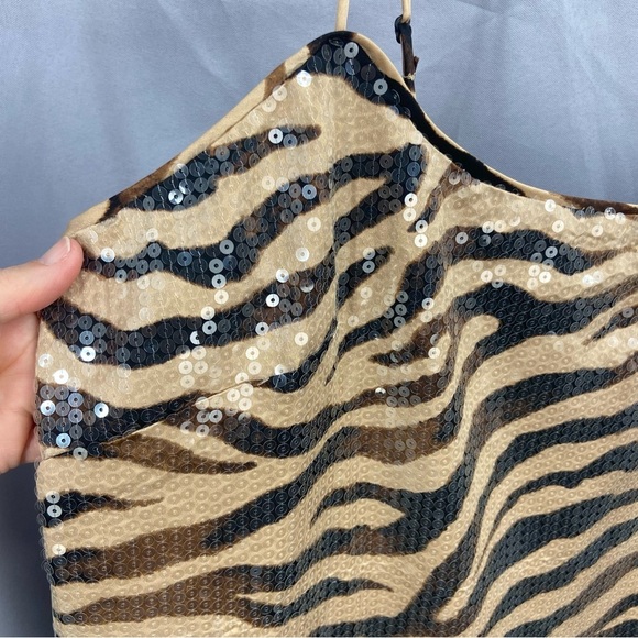 J.Crew Gwyneth Sequin Slip Dress in Sandy Zebra Stripe Size 16 NWT - Picture 4 of 11